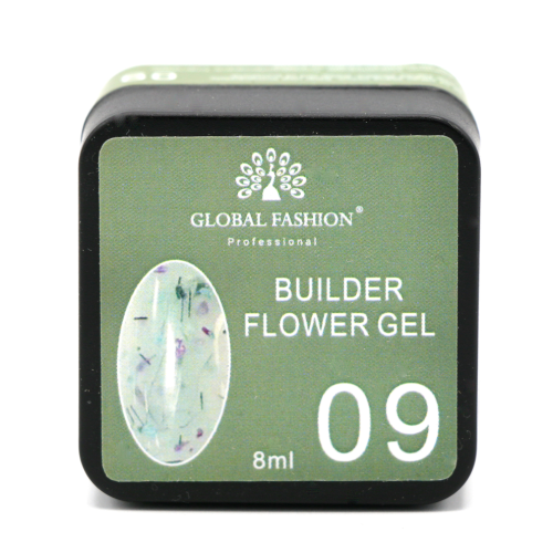 Гель для моделювання нігтів з додаванням сухоцвіту Flower Builder Gel №09, 8г Гель для моделювання нігтів з додаванням сухоцвіту Flower Builder Gel №09, 8г