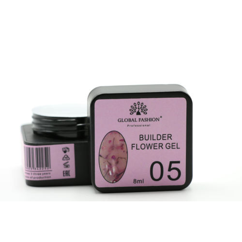 Гель для моделювання нігтів з додаванням сухоцвіту Flower Builder Gel №05, 8г Гель для моделювання нігтів з додаванням сухоцвіту Flower Builder Gel №05, 8г